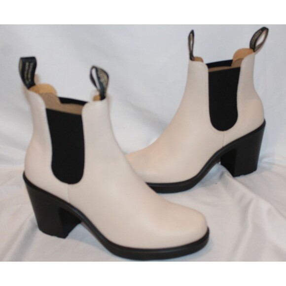 BLUNDSTONE 2364 WOMEN'S ELASTIC SIDED HEELED LEATHER BOOTS PEARL WHITE - Picture 3 of 7